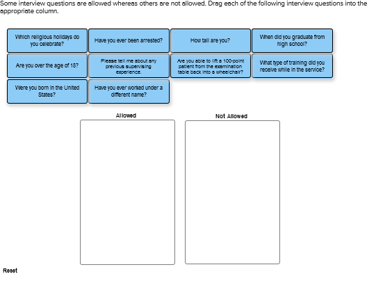 Solved Some interview questions are allowed whereas others | Chegg.com