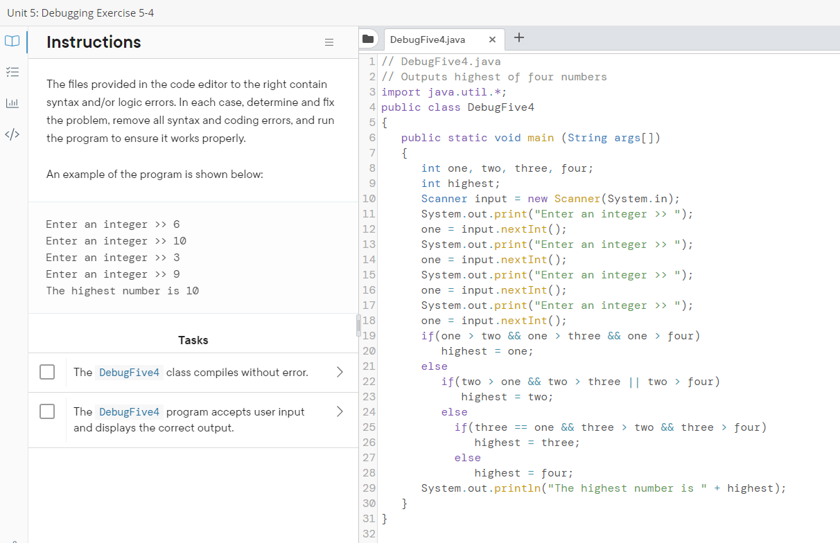 Solved Unit 5: Debugging Exercise 5-4 | Chegg.com