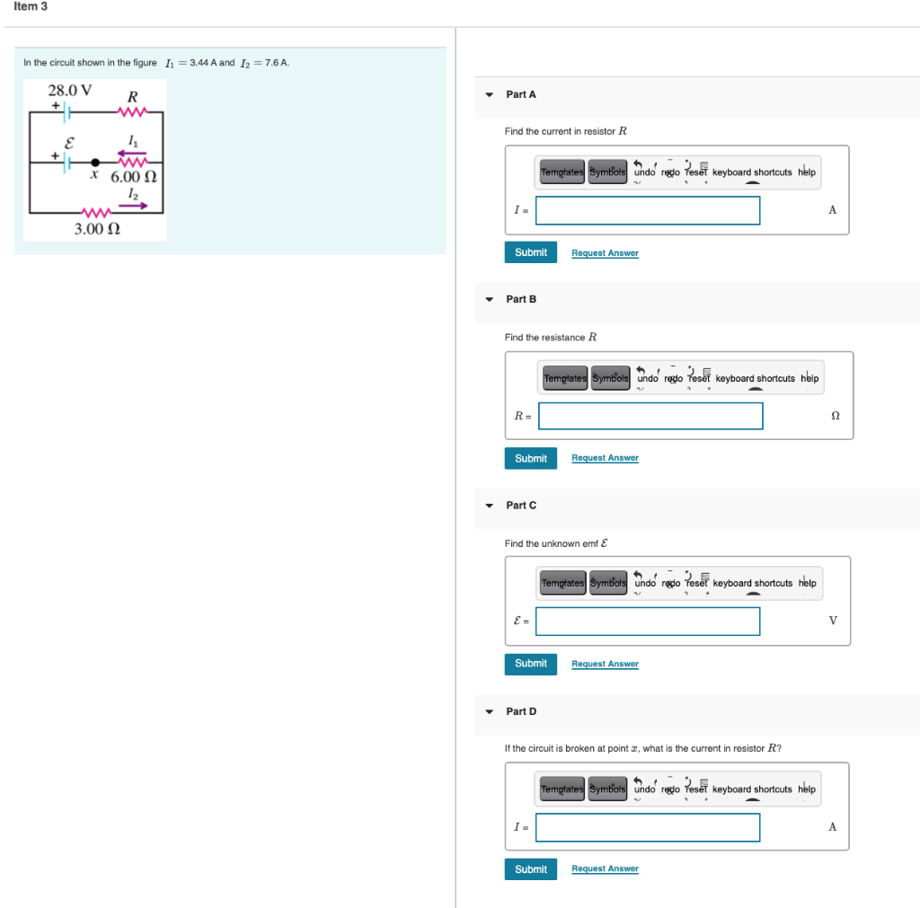 Solved Item 3 In the circuit shown in the figure 11 = 3.44 A | Chegg.com