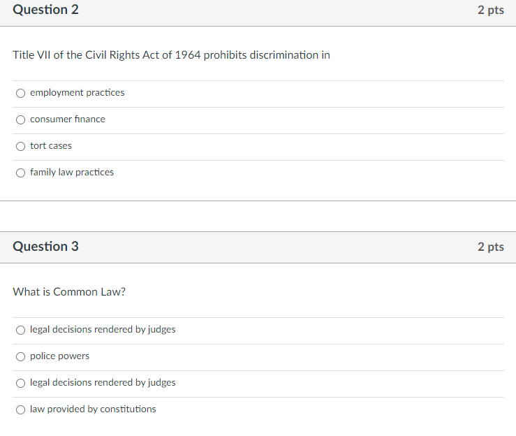 Solved Title VII of the Civil Rights Act of 1964 prohibits | Chegg.com