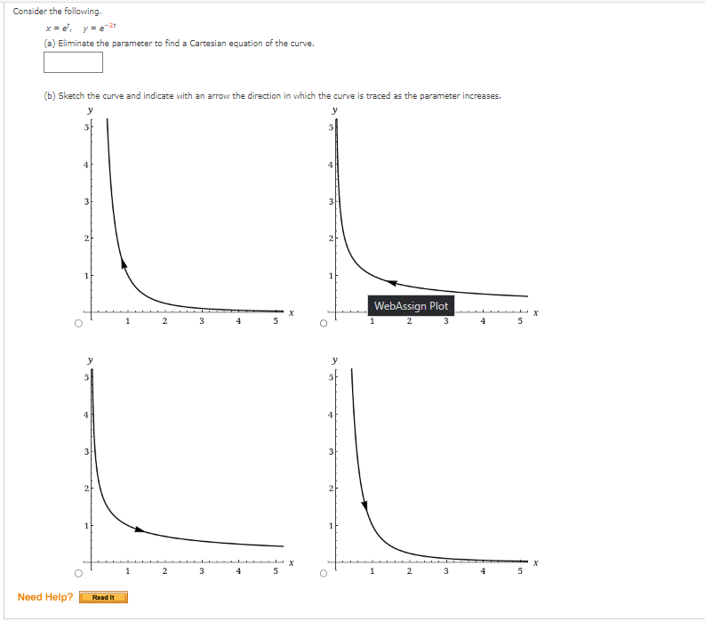 Solved Consider the following. x=erty=e−2t (a) Eliminate the | Chegg.com