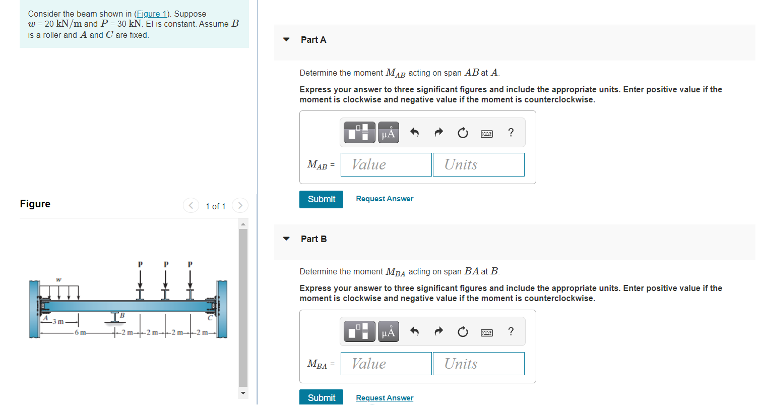 Solved Consider the beam shown in (Figure 1). Suppose w = 20 | Chegg.com