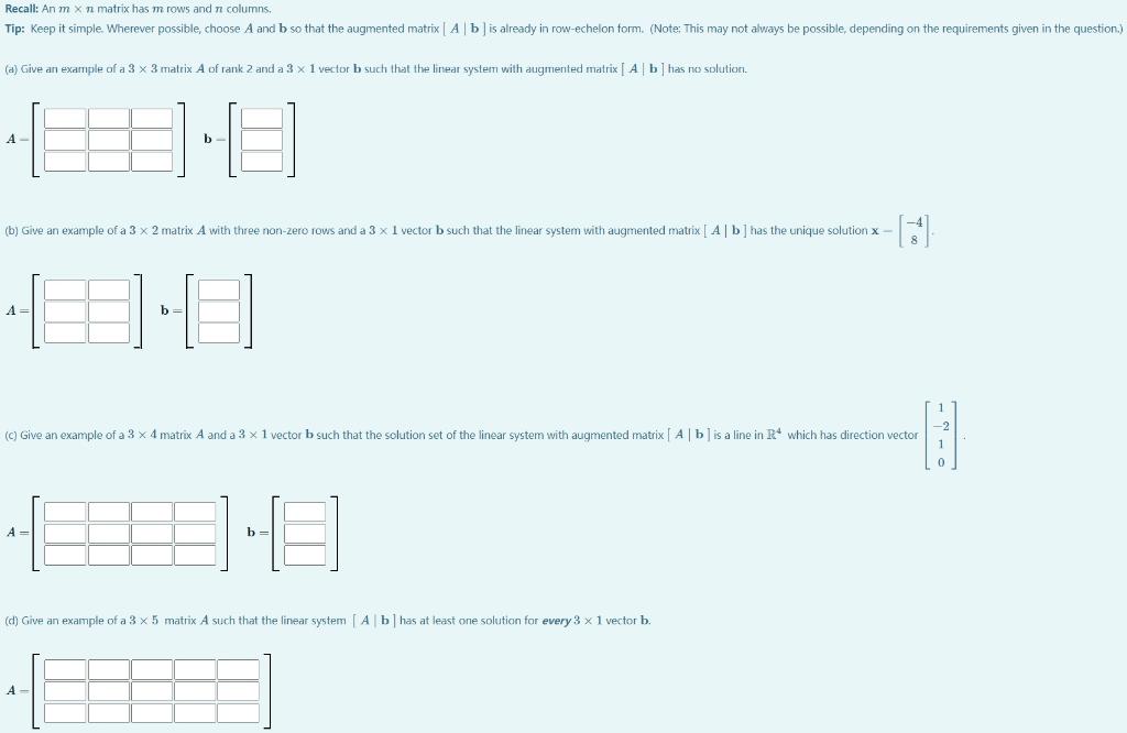 Solved Recall An m n matrix has m rows and n columns. a Chegg