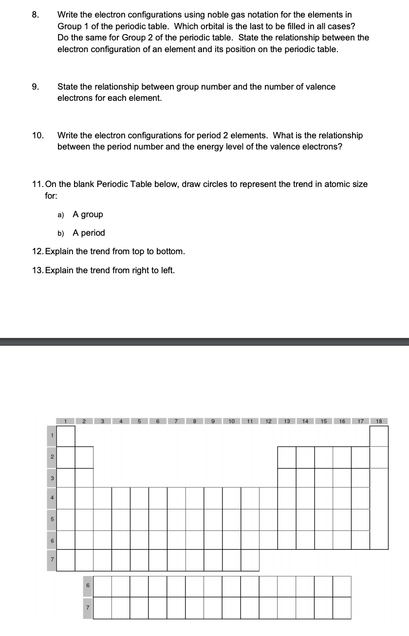 Solved 8. Write the electron configurations using noble gas | Chegg.com