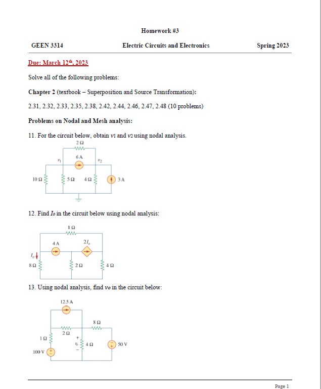 Solved 12 Find I0 In The Circuit Below Using Nodal