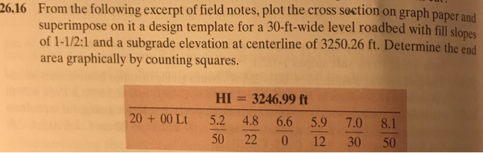 Solved 26.16 From the following excerpt of field notes, plot | Chegg.com