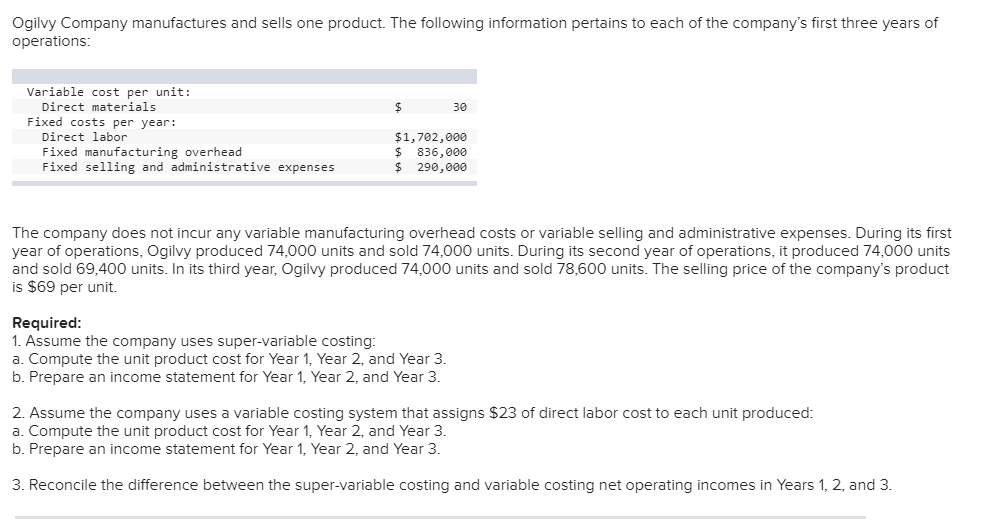 Solved Zola Company manufactures and sells one product. The