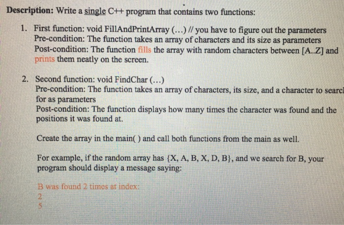 Solved Description: Write a single C++ program that contains | Chegg.com