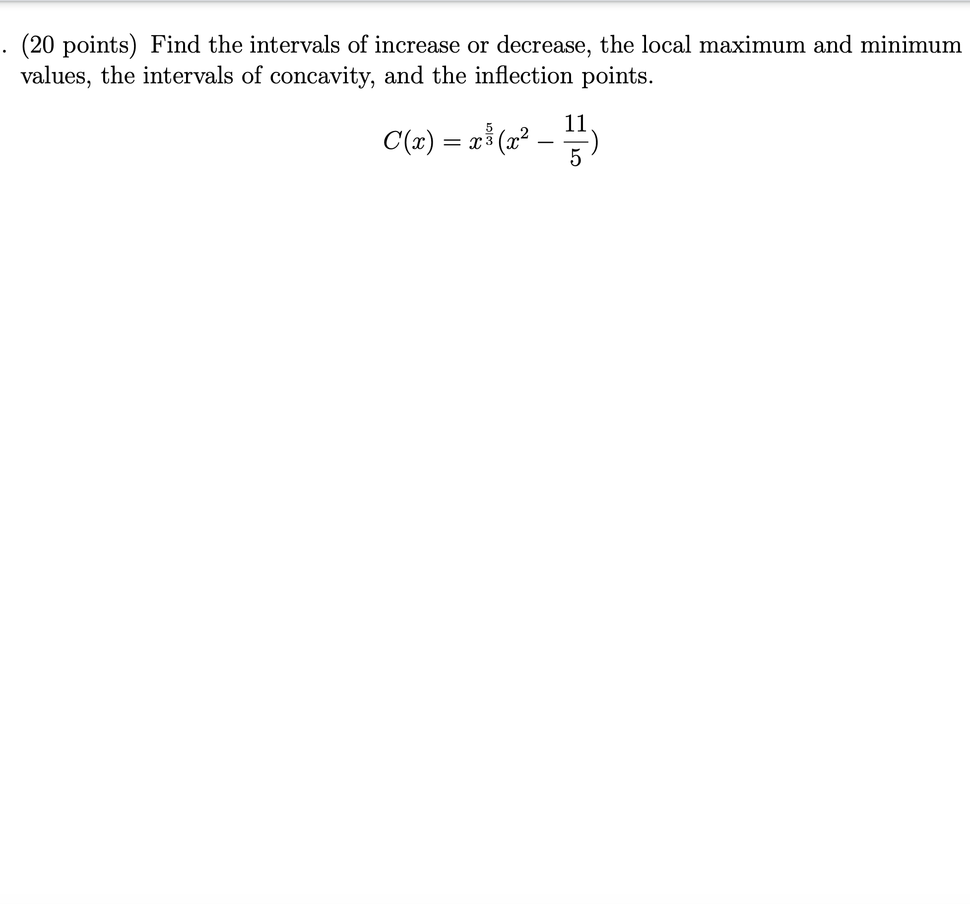 Solved Find the intervals of increase or decrease, the local | Chegg.com