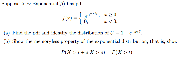 Solved Suppose X Exponential B Has Pdf F X E 8 Chegg Com