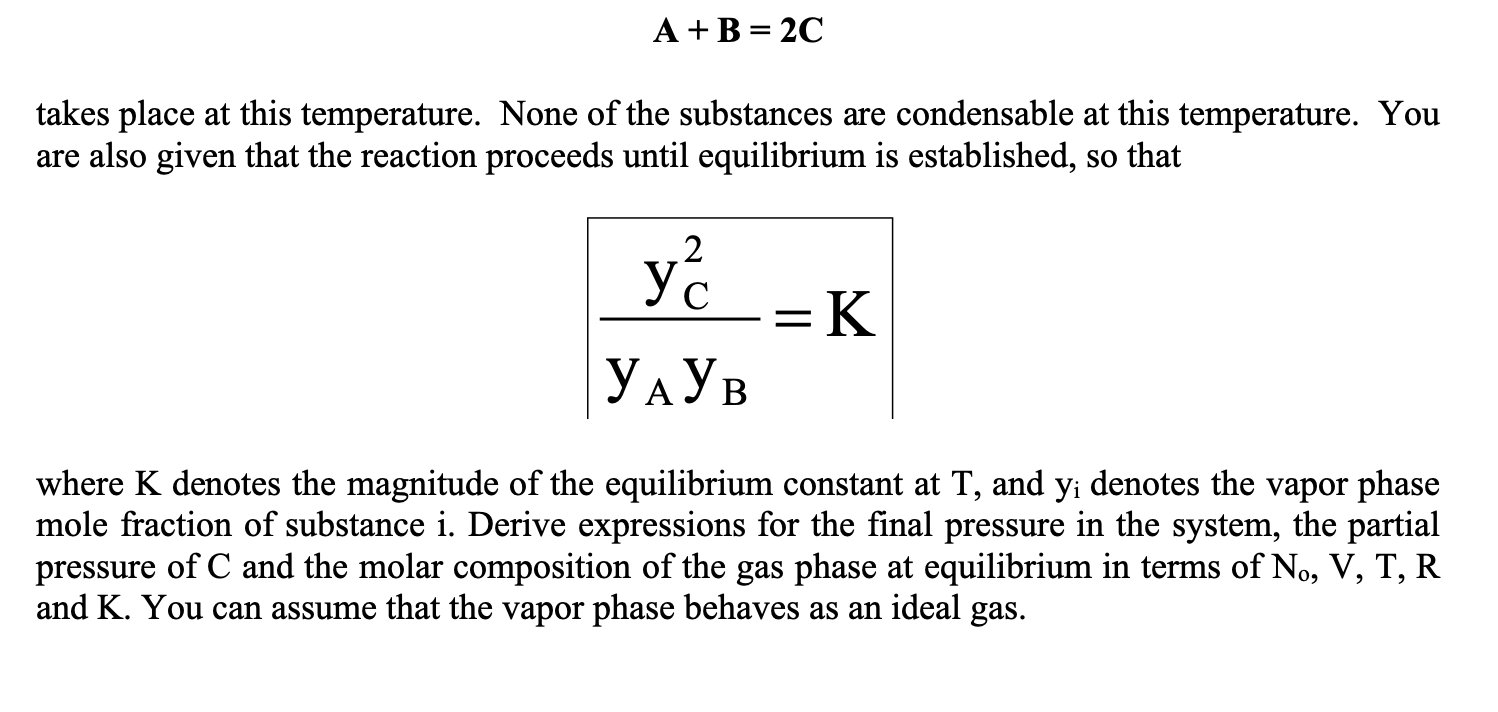 Solved An equimolar gaseous mixture of two substances, | Chegg.com