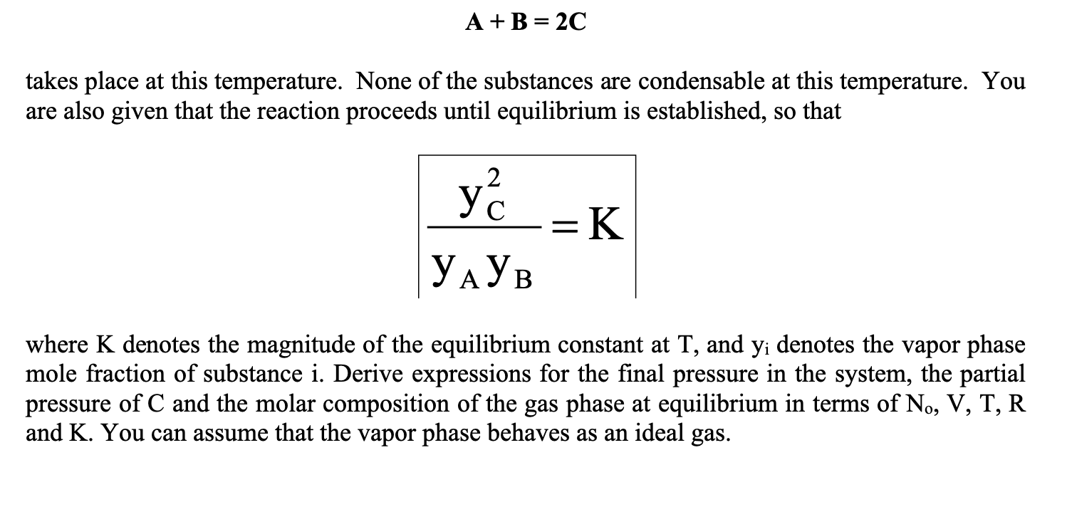 Solved An Equimolar Gaseous Mixture Of Two Substances, | Chegg.com