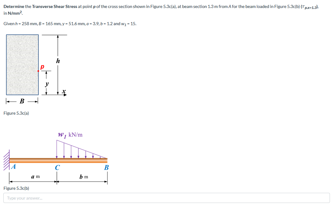 Solved Determine the Transverse Shear Stress at point p of | Chegg.com