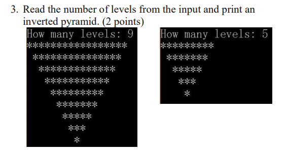 Solved With c++ read the number of levels from the input and | Chegg.com