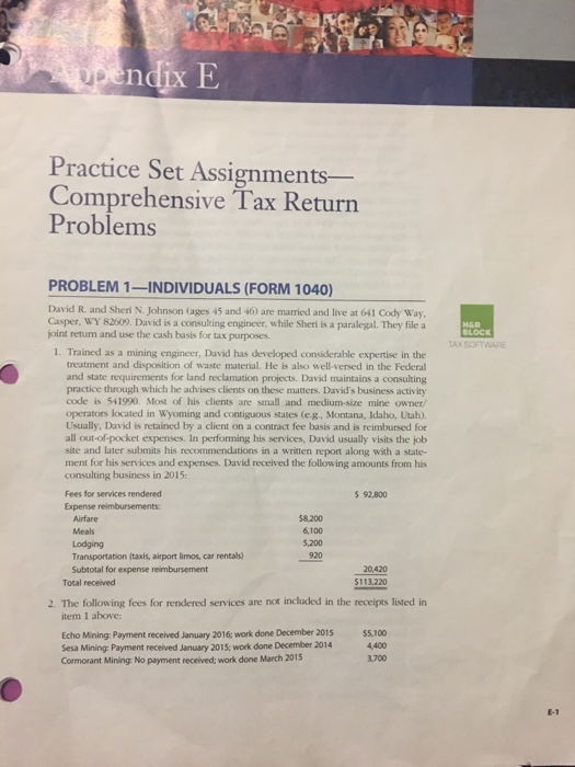 Solved Practice Set Assignments- Comprehensive Tax Return | Chegg.com