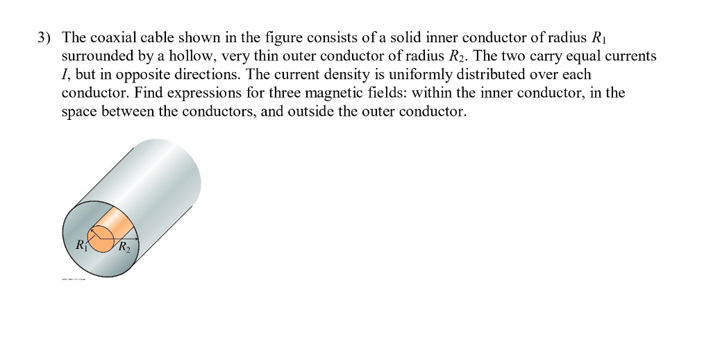 Solved 3) The coaxial cable shown in the figure consists of