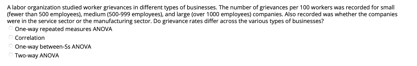 Solved A Labor Organization Studied Worker Grievances In Chegg