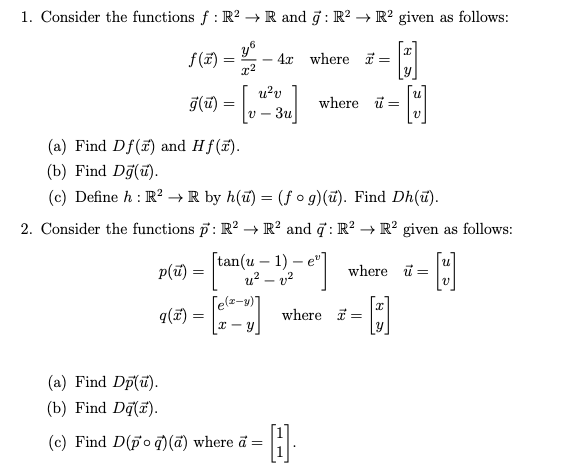 Solved 1 Consider The Functions F R2 R And G R2 R2 Chegg Com