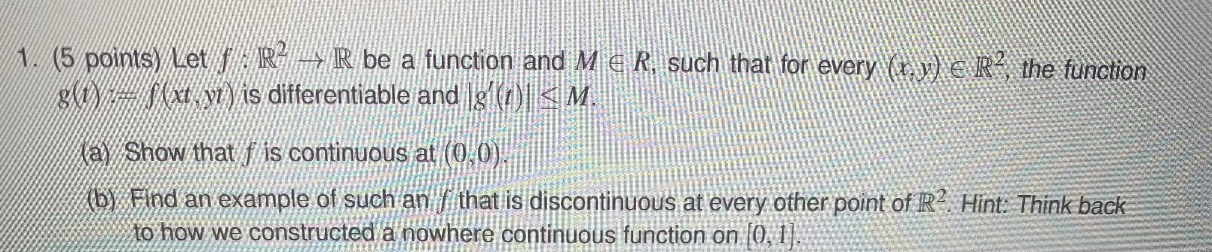 Solved 1. (5 Points) Let F : R2 + R Be A Function And M ER, | Chegg.com