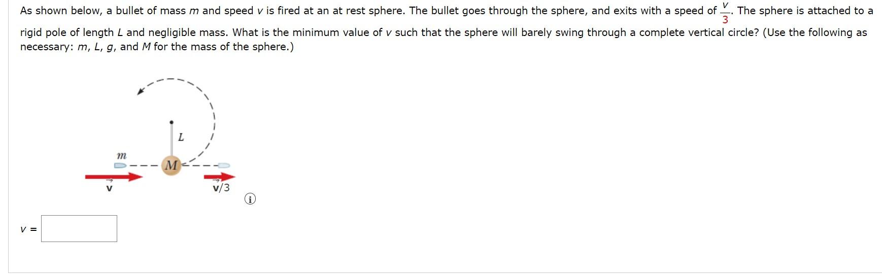 Solved V As Shown Below A Bullet Of Mass M And Speed V