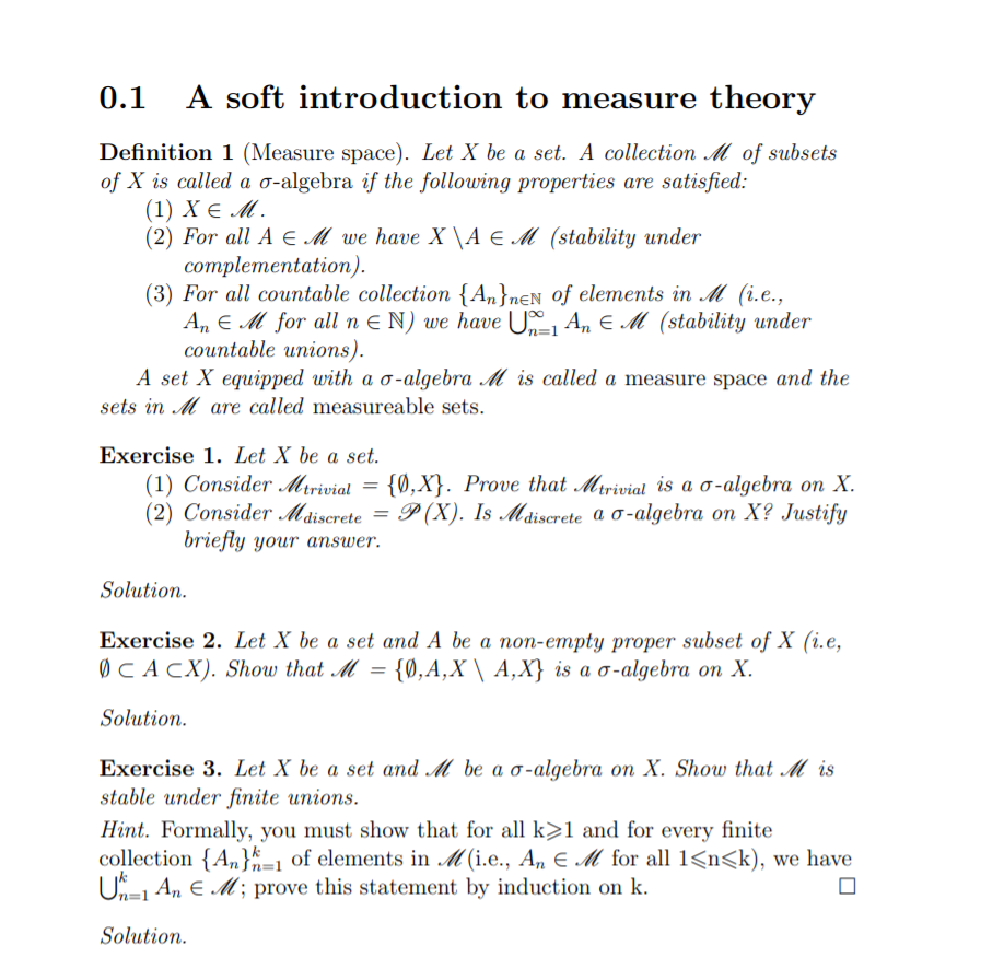 Solved 0.1 A soft introduction to measure theory Definition