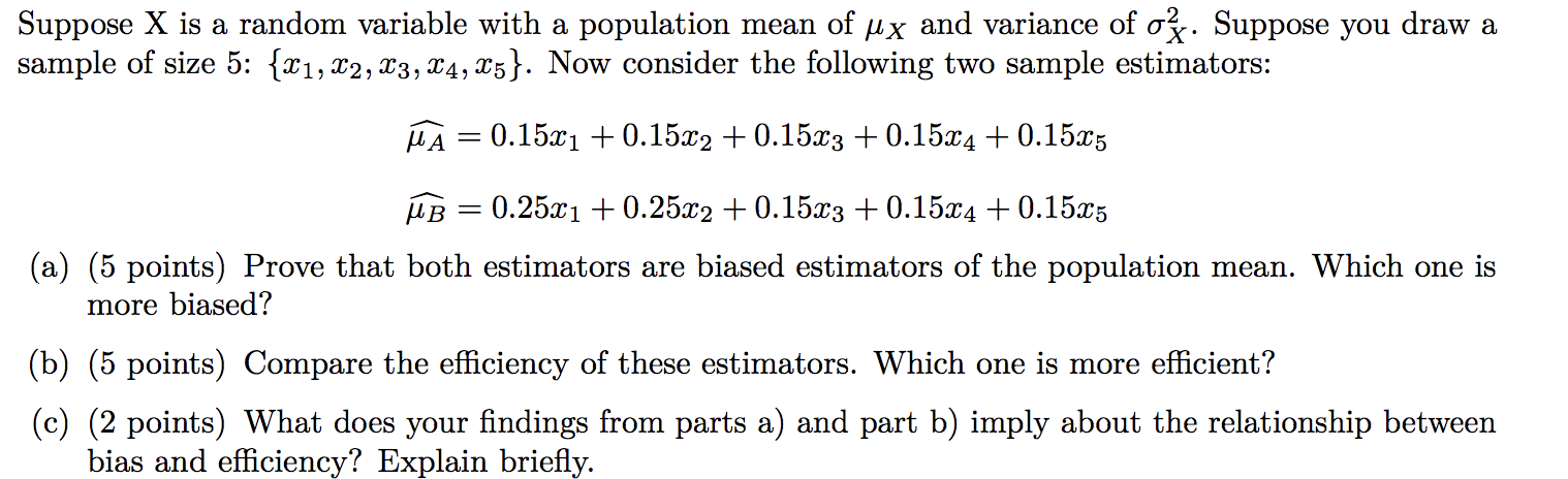 Solved Suppose X is a random variable with a population mean | Chegg.com