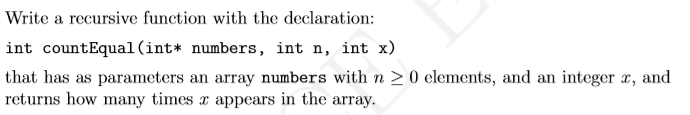 Solved Write a recursive function with the declaration: int | Chegg.com