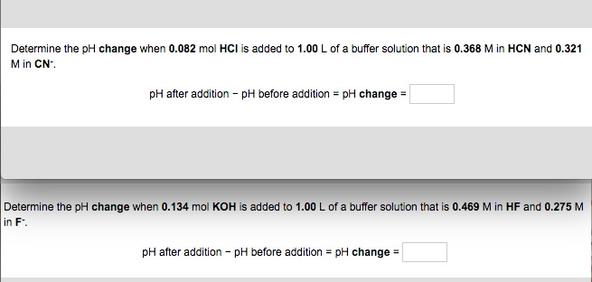 Solved Determine The PH Change When 0.082 Mol HCl Is Added | Chegg.com