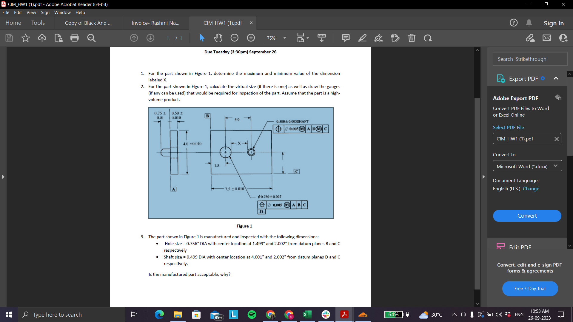 Solved For the part shown in Figure 1, determine the maximum | Chegg.com