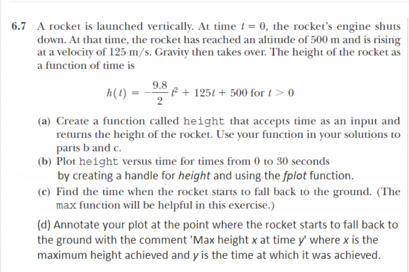 solved-6-7-a-rocket-is-launched-vertically-at-time-t