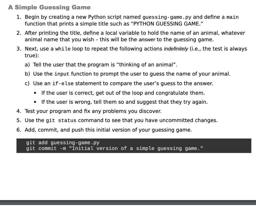 A Simple Guessing Game 1. Begin by creating a new | Chegg.com
