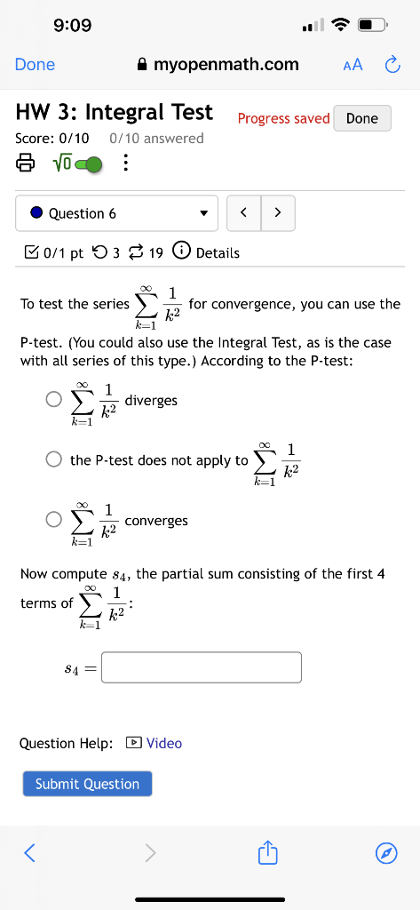 Solved To Test The Series ∑k 1∞k21 For Convergence You Can