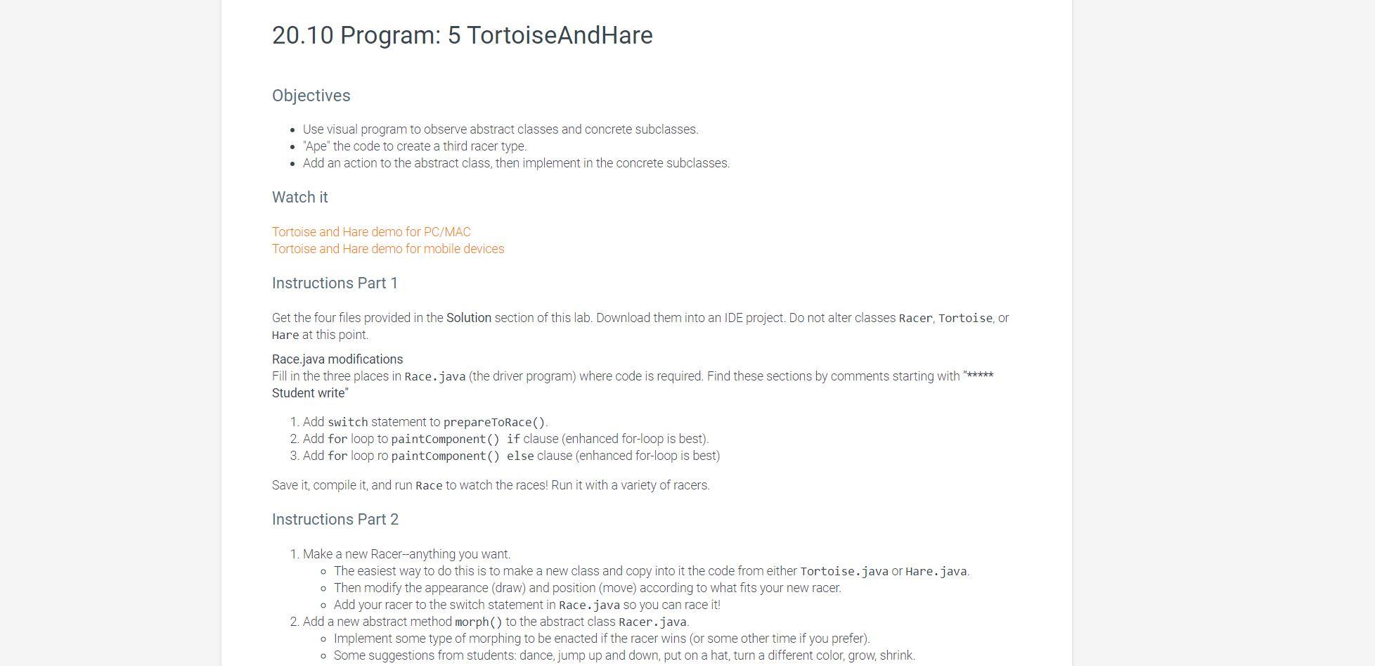 Solved 20.10 Program: 5 TortoiseAndHare Objectives Use | Chegg.com
