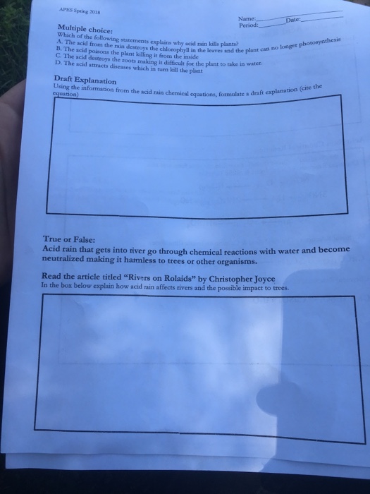 Solved How Does Acid Rain Kill Trees? Period Initial Claim