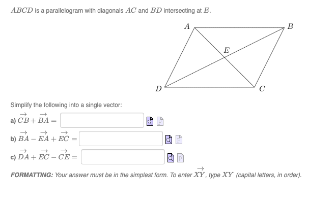 Solved ABCD is a parallelogram with diagonals AC and BD | Chegg.com