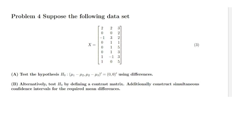 Solved Problem 4 Suppose the following data set X= 2 0 -1 0 | Chegg.com