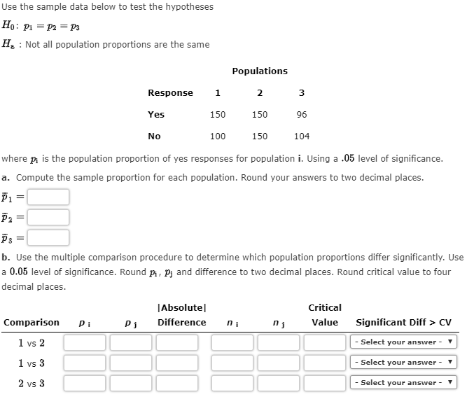 Solved Use the sample data below to test the hypotheses Ho: | Chegg.com