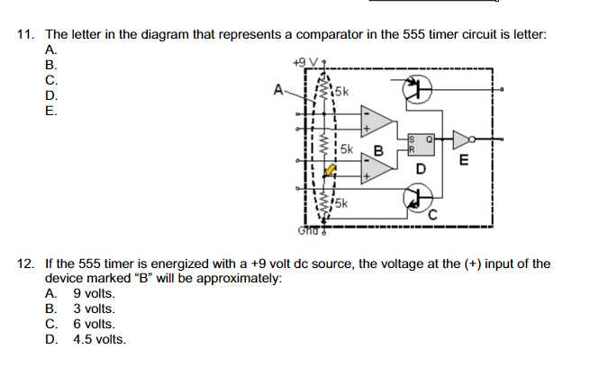 Solved 9. The following circuit shows a 555 timer set up in | Chegg.com