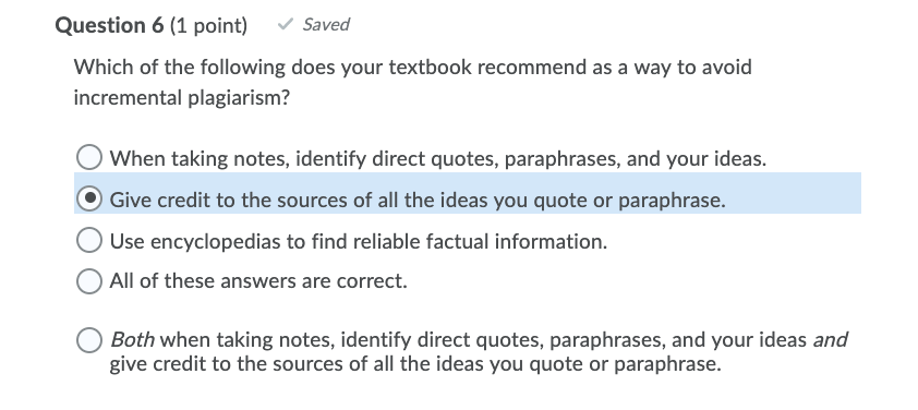 Solved Question 6 1 Point Saved Which Of The Following Chegg