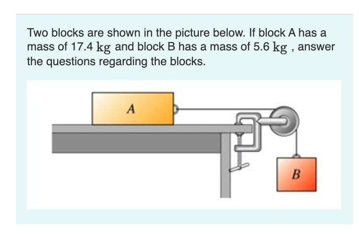 Solved Two Blocks Are Shown In The Picture Below. If Block A | Chegg.com