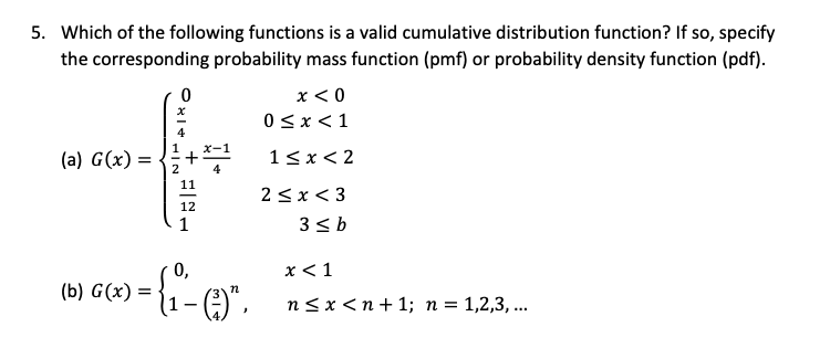 Solved 5. Which of the following functions is a valid | Chegg.com