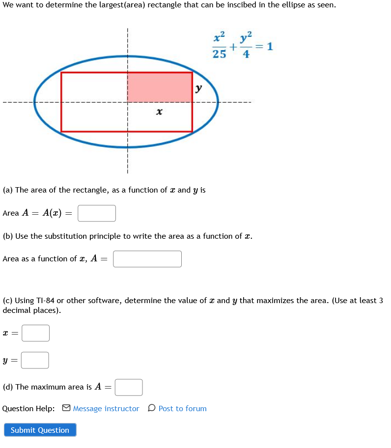 Solved We want to determine the largest(area) rectangle that