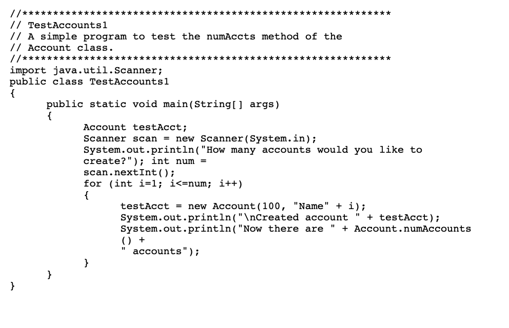 Solved Opening and Closing Accounts File Account.java (see | Chegg.com