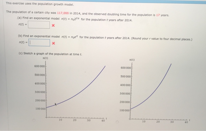 Solved This exercise uses the population growth model. The | Chegg.com