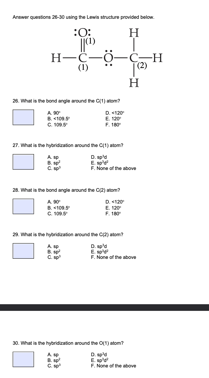 Solved by an EXPERT Answer questions 26-30 ﻿using the Lewis structure ...