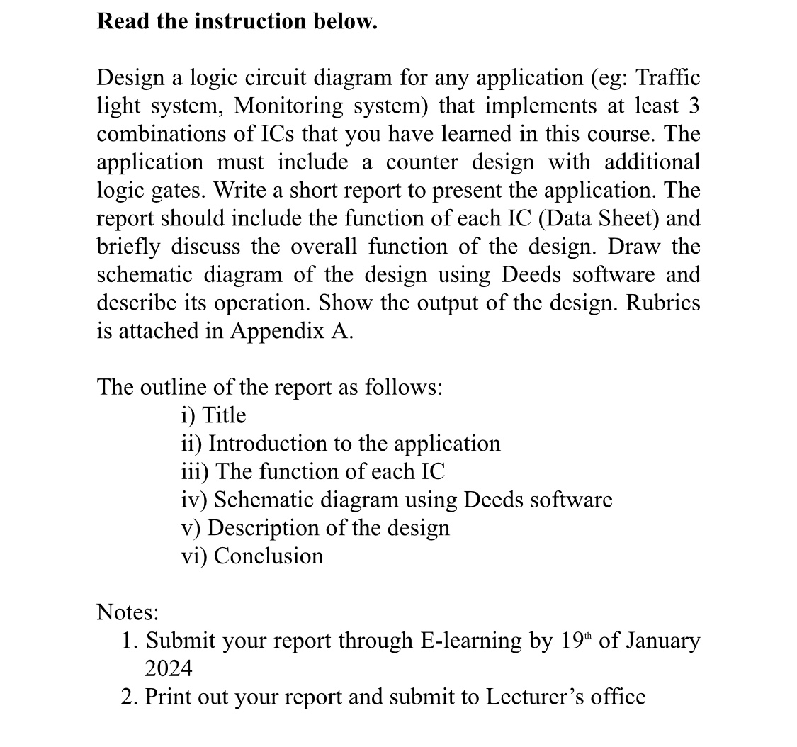 Solved Read the instruction below.Design a logic circuit | Chegg.com