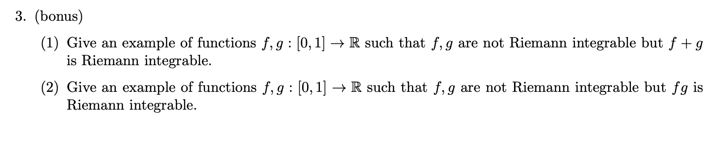Solved . 3. (bonus) (1) Give an example of functions f,g: | Chegg.com