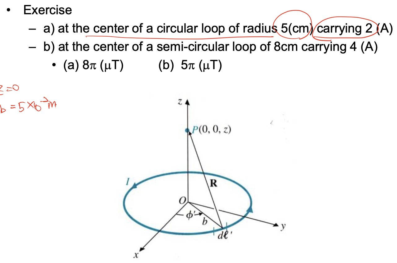 Solved Exercise A) At The Center Of A Circular Loop Of | Chegg.com