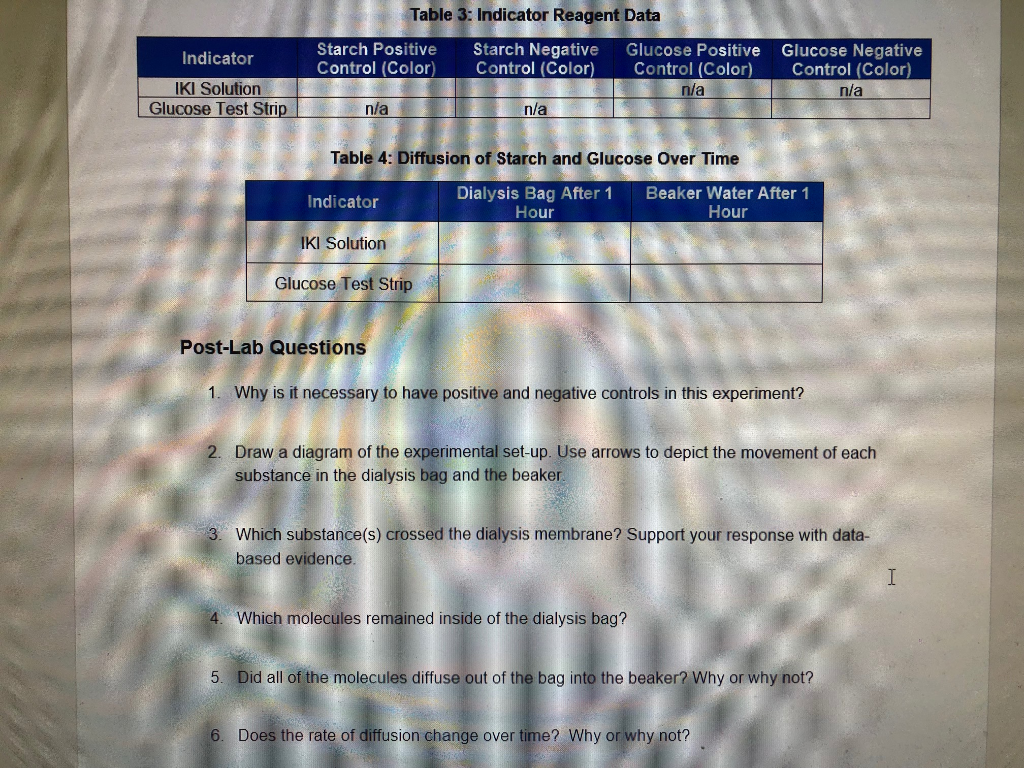 Solved Table 3 Indicator Reagent Data Starch Positive