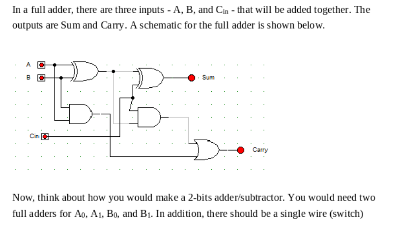 Solved In a full adder, there are three inputs - A, B, and | Chegg.com